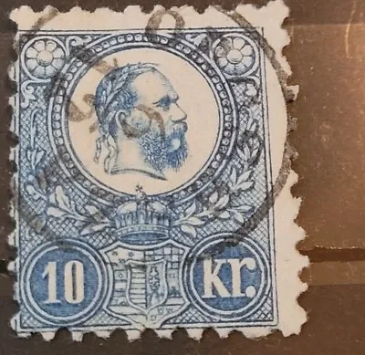 HUNGARY 1871 USED ENGRAVED 10KR FRANZ JOSEF MI.11a MBK.11  BLUE OROSHAZA=80 PTS • $4.99