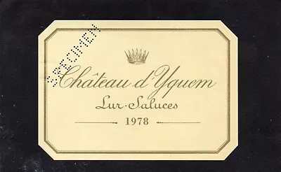 Sauternes Label 1st Gcc Chateau D'yquem 1978 §05/07/23§ • £5.15