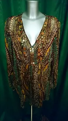 Wallis Tribal Print Long Blouse Size XL Beach Holiday Cruise • $9.25