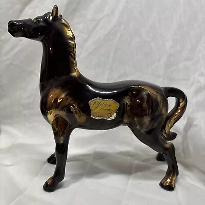 MCM Vintage 1960’s Gold Brown Horse Figurine Golden Bronze Accessories Japan 8” • $18