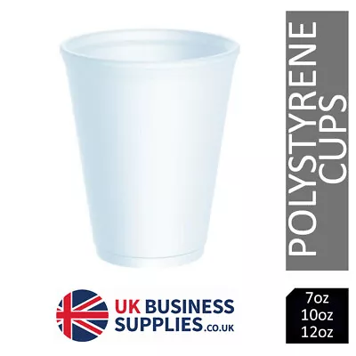 £12.99 • Buy White Disposable Polystyrene Cups Insulated Hot Cold Tea Coffee 7oz 10oz 12oz