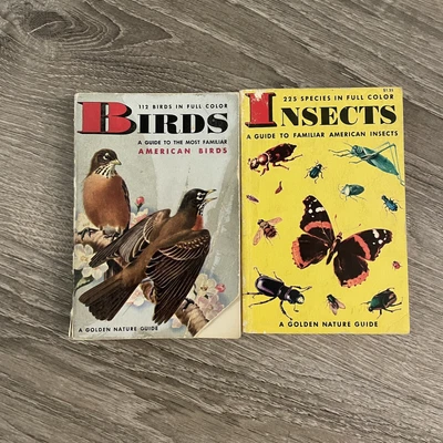 $12.99 • Buy Golden Guide Paperback 2 Vintage Book Lot Birds Insects