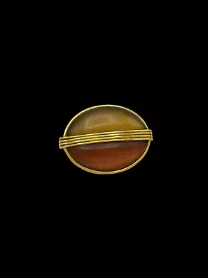 Vintage Steven Vaubel Designs Signed 1998 Modernist Oval Two Tone Brooch Pin • $49.99