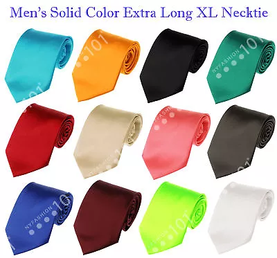 NEW! Manzini® Neckwear Men's Solid Color Extra Long XL Neck Tie! Various Colors! • $9.99