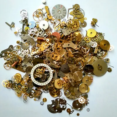 60g Steampunk Watch Movement Parts Gears Cogs Wheels Assorted Lot Industrial Art • $12.90