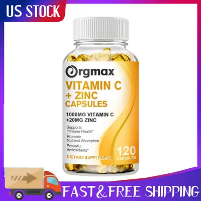 Vitamin C & Zinc Complex 1000mg - Immune SupportSkin Health - 120 Softgel Vegan • $13.88