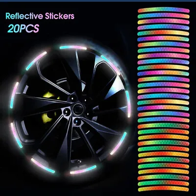 $10.84 • Buy 20pcs Colorful Car Wheel Hub Reflectors Stickers Night Reflective Warning Decals