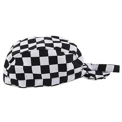 Catering Chef's Headwrap Bandana Hat Head Do Tied Caps Black White Check • £5.11