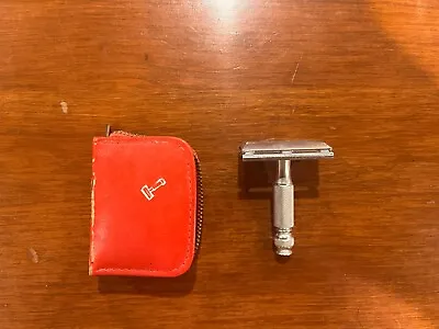Vintage 1960s Gillette Travel Safety Razor Nice & Clean! With Red Case • $15