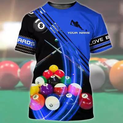 Personalized Billiard Shirt 3D All Over Printed Colorful Tshirt For Billiard Pl • $24.99