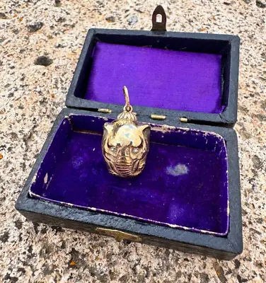 Antique Rare Faberge KF 56 Solid Gold Elephant Egg Pendant AT Author's Vintage • $5250