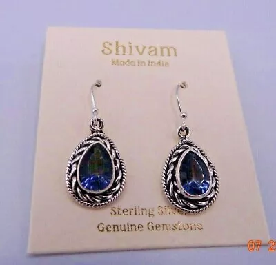 Shivam: Sterling Silver Blue Mystic Quartz Drop Earrings Cute! • $45