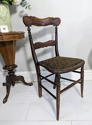 Antique Edwardian Chair Turned Double Stretchers Stamped TH  • £70