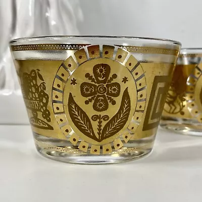 Set/2 CULVER Coronet Snack BOWLS 22kt Gold BARWARE VTG MCM 60s Hollywood Glam • $42