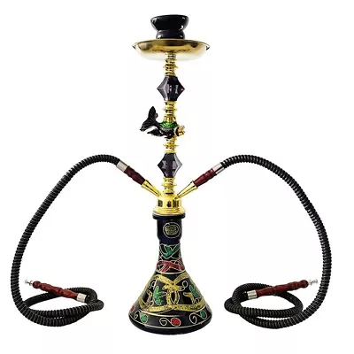 2 Hose Traditional Collectible Gift Glass Fish Shisha Hookah 53cm Complete Set • $81.95