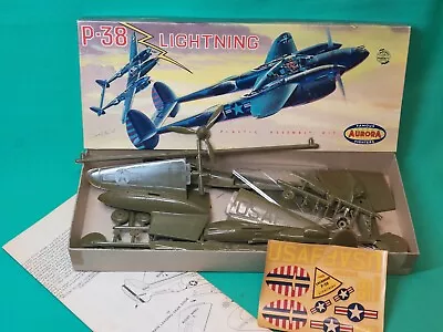 Vintage 1959 Aurora P-38 Lightning Model Airplane Kit With Decals No 99-98 & Box • $44.99