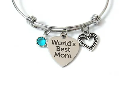 World's Best Mom Bracelet With Birthstone Gift For Mom Mother's Day Birthday • $24