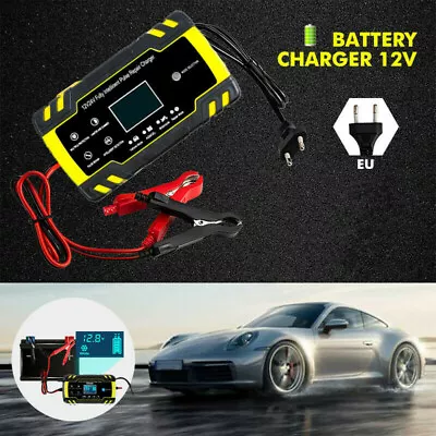 Car EU Plug Battery Charger Smart Fast Charging LCD Displa For Lead Acid Battery • $35.80