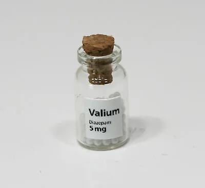 Dollhouse Miniature Glass Bottle Of Faux Valium Pills • $5.99