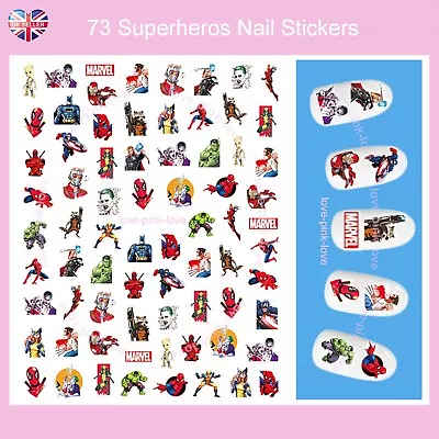 🌸 SUPERHEROS 73 3D Nail Art Stickers Decals Transfers Kawaii UK SELLER 🌸 • £2.99