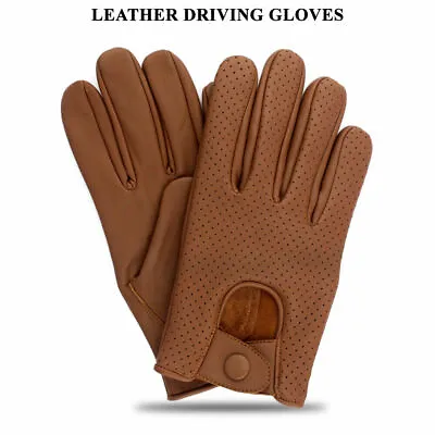 Mens Classic Vintage Driving Gloves Soft Genuine Real Lambskin Leather Mesh • £9.99