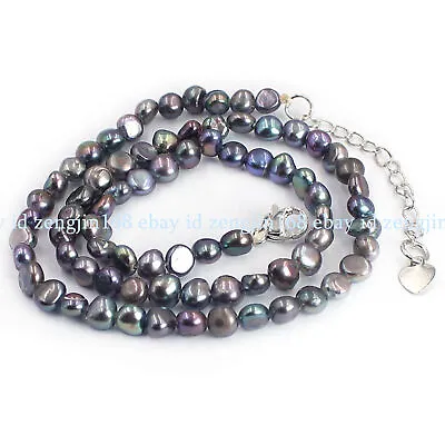 Natural 4-5mm Small Black Freshwater Baroque Pearl Jewellery Necklace 18  • $9.99