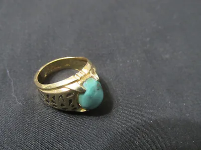 Vintage 1/20 10k Gold Filled Cocktail Ring Size 9 Genuine Turquoise • $65.75