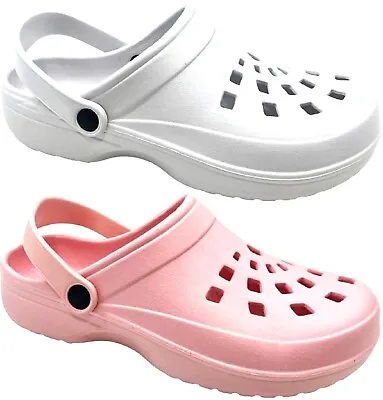 New Ladies Womens Garden Nursing Beach Clogs Flat Mules Sandals Shoes Size 7-10 • £6.99