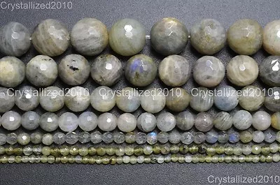 Natural Labradorite Gemstone Faceted Round Beads 3mm 4mm 6mm 8mm 10mm 12mm 16  • $7.10