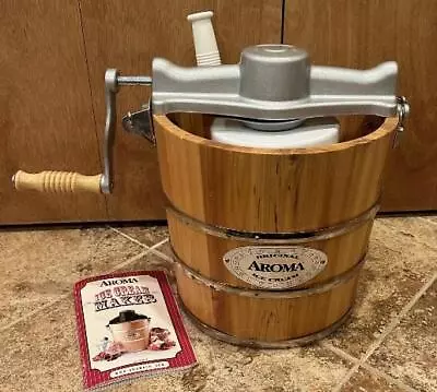 Vintage Aroma 4 Quart Original Ice Cream Maker Bucket Hand Crank ~ Euc • $37.99