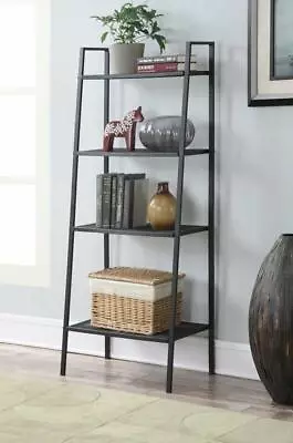 4Tier Heavy Duty Metal Leaning Ladder Shelf Bookcase Bookshelf Storage Shelves • $35.99