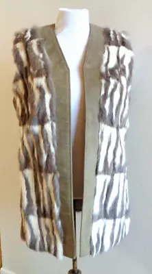 Vtg 60s 70s Koslow's Sz S Patchwork Rabbit Hair Fur Open Vest • $24.99