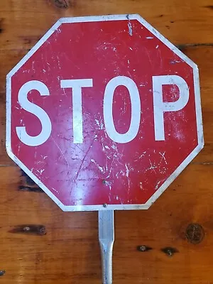 Vintage STOP / SLOW Metal Sign. Reversible 18 Inch Construction Patina Older • $45