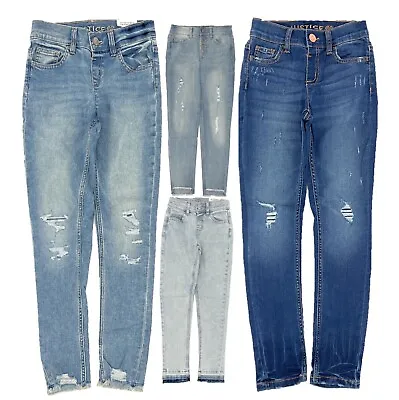 Justice Girls Jegging Denim Jeans Distressed Stretchy 8 10 10S 12S 14S 14Pl • $15.19