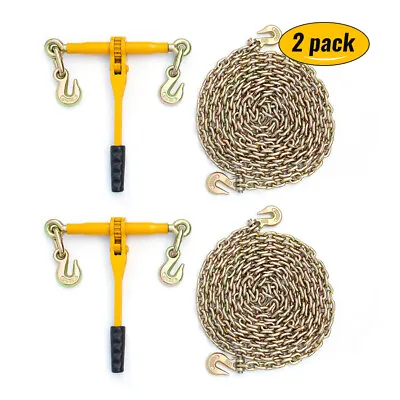 2PCS 5/16 -3/8  Ratchet Binder And Chain Set 20' Chain Load Binder With Hook • $138