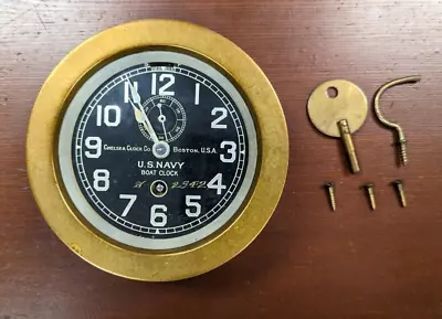 Chelsea Clock Co. U.S. Navy Boat Clock Brass With Key And Mounting Hardware • $699.99