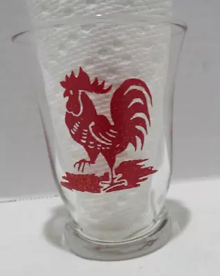 VTG MCM 1950’s LIBBEY RED ROOSTER JUICE GLASS MADE IN USA • $9.95