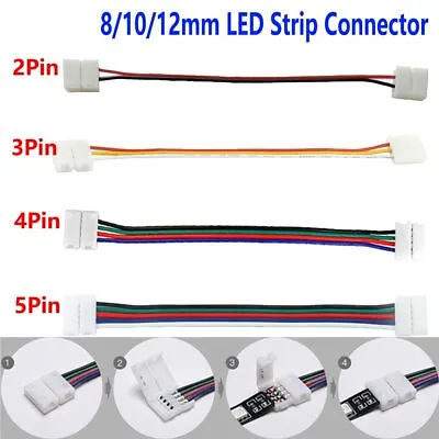 2/3/4/5 Pin LED Strip Connector F 8/10/12mm 3528 5050 5630 RGB LED Light To Wire • $2.49