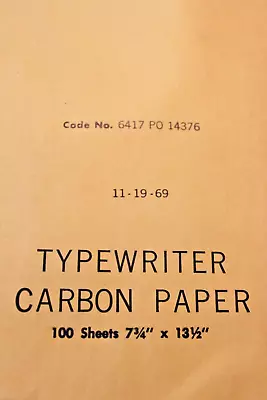Vintage (Cir 1969)  Typewriter Carbon Paper – 100 Sheets (NOS) • $16