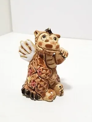 Vintage Uruguay Art Pottery Baby Dragon Figurine Hand Painted Enamel • $19.88