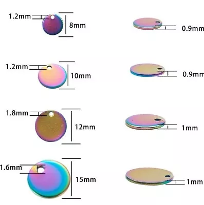 4 Metal Stamping Blanks Stainless Steel Circle Charms Engraving Tags Rainbow Mix • $4.98