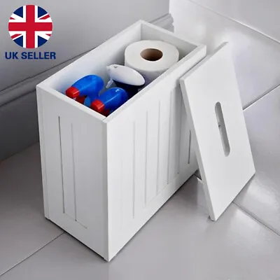 Wooden Slimline Shaker Unit Multi Purpose Bathroom Toilet Roll Storage Tidy Box • £15.39