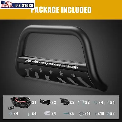 For Ford F-150 04-22 3  Ultimate Black LED Bull Bar W Brushed Skid Plate • $129.95