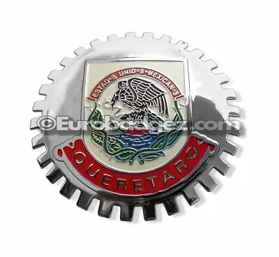 1- NEW Chrome Front Grill Badge Mexican Flag Spanish MEXICO MEDALLION QUERETARO • $19.99