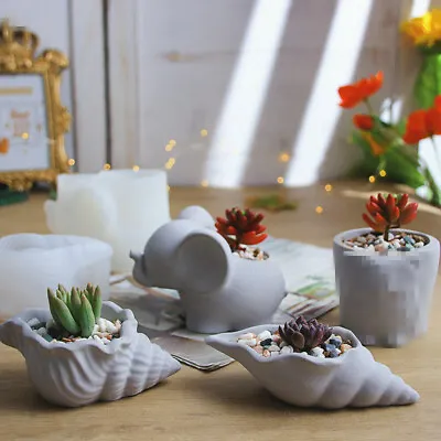 Elephant Flower Pot Silicone Mold Concrete Cement Plaster Planter Pottery DIY  • $4.99