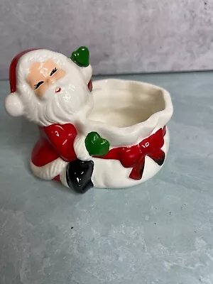 Vintage 1983 Ron Gordon Designs Christmas Ceramic Santa Candy Dish Planter • $24