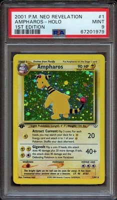 $180 • Buy Ampharos PSA 9 1/64 1st Edition Neo Revelation Holo Pokemon Card