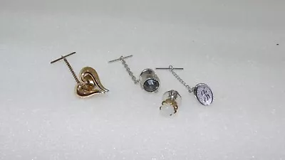 4 Men's Assorted Material Gold & Silver Tone Tie Tack Clasp Lot • $1.99