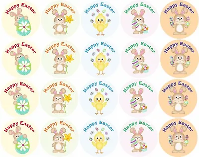 100 Easter Stickers-Mixed Design 35mm DiameterEaster Bunny & Chicks Vinyl  • £2.20