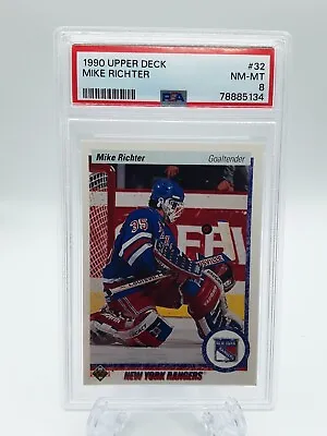 1990/91 Upper Deck #32 Mike Richter RC Rookie New York Rangers PSA 8 NM-MT • $15